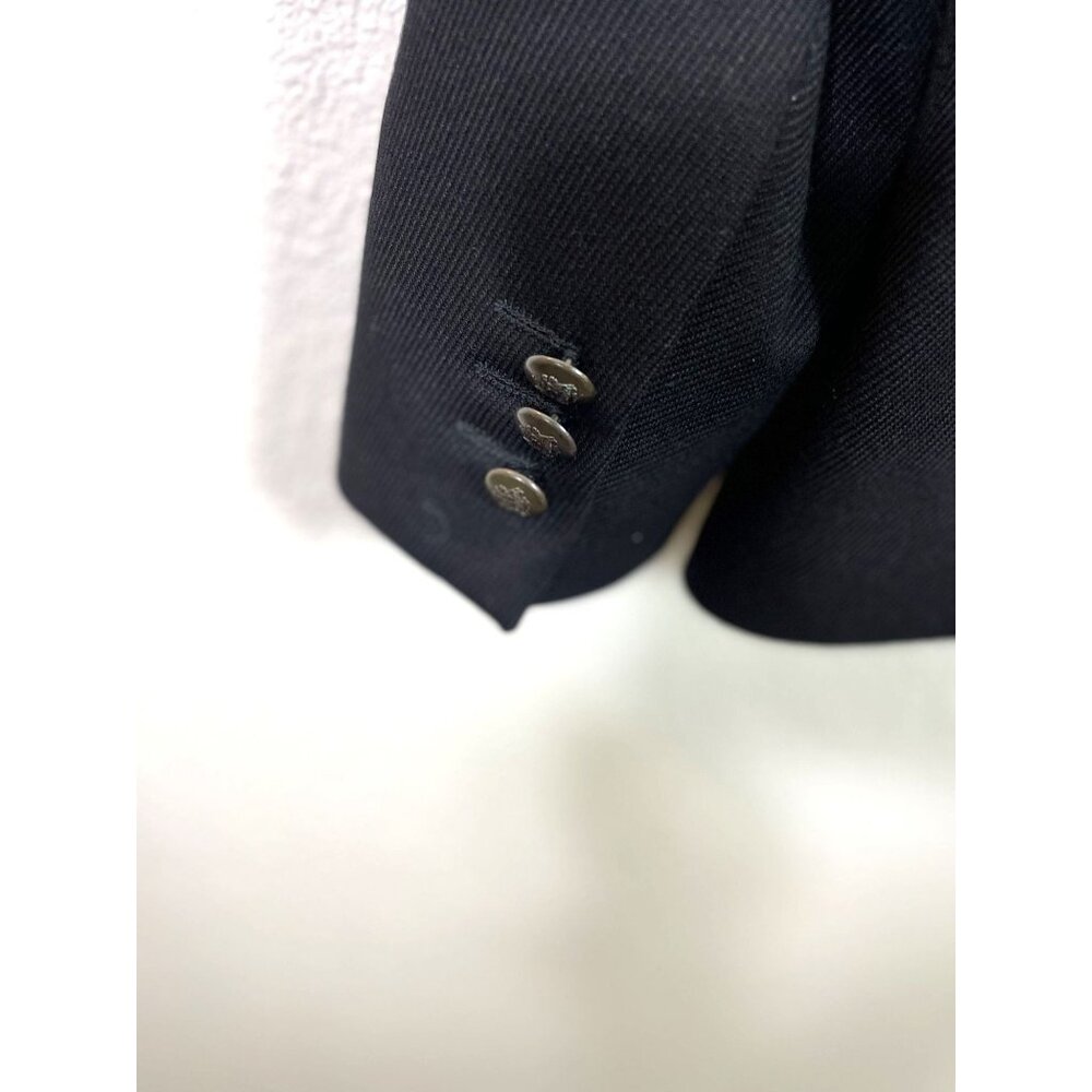 Zara Man Military Blazer Jacket Black Lined Double Vent Structured Size 36R - Picture 9 of 11